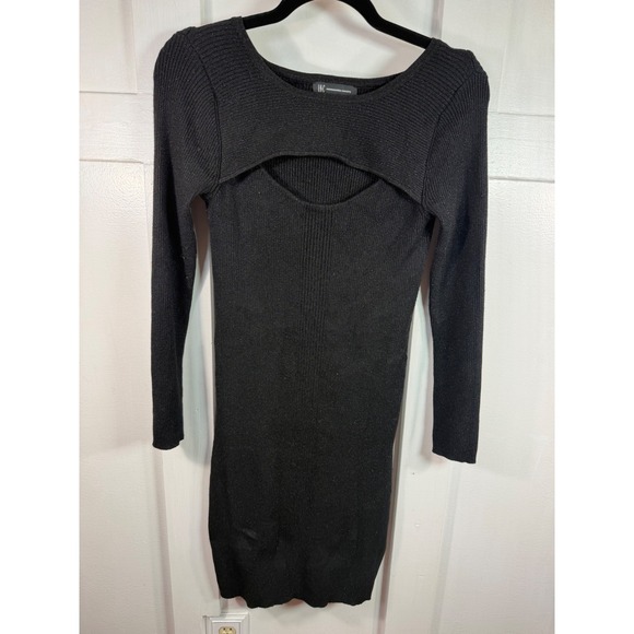 INC International Concepts Dresses & Skirts - INC International Concepts Black Metallic Ribbed Cutout Sweater Dress Medium